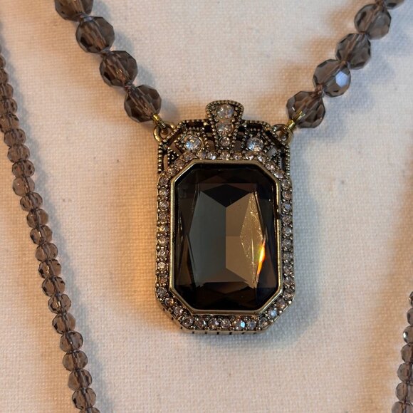 HEIDI DAUS SMOKY, ART DECO STYLE 3 NECKLACES SET, NEW IN BOX - Picture 6 of 9